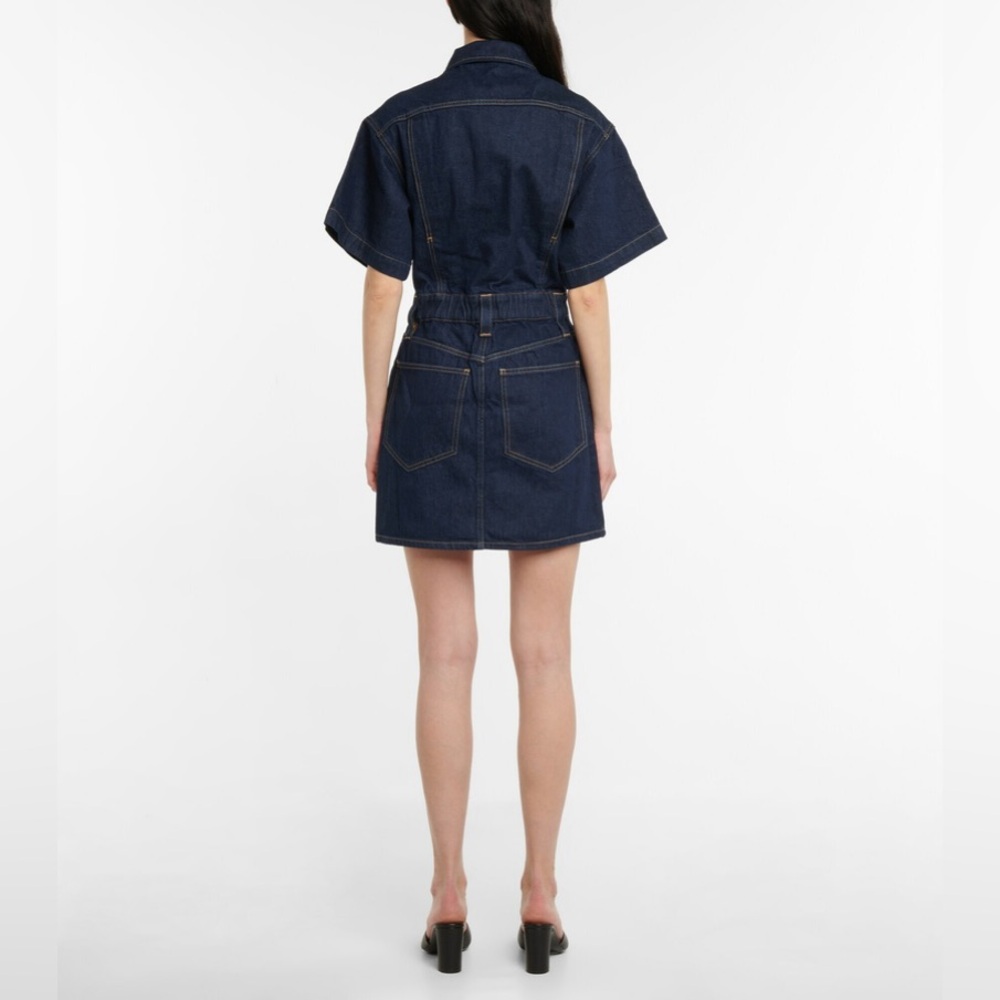 NWOT! Frame Denim Mixed Media Oversized Button Denim Mini Dress Size Medium - Picture 14 of 14